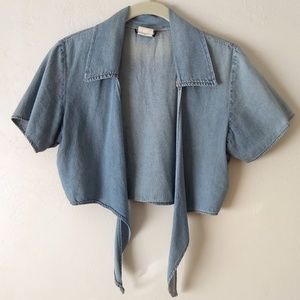 Vintage Denim Tie Front Cover Up